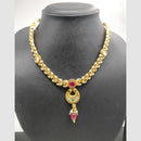 Chiccharm Jewellery Pota Stone And Pearl Brass And Copper Rajwadi Necklace Set