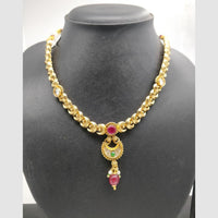 Chiccharm Jewellery Pota Stone And Pearl Brass And Copper Rajwadi Necklace Set