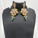 Chiccharm Jewellery Pota Stone And Pearl Brass And Copper Rajwadi Necklace Set