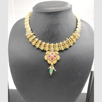 Chiccharm Jewellery Pota Stone And Pearl Brass And Copper Rajwadi Necklace Set
