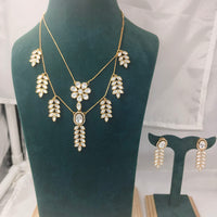 Chiccharm Jewellery Premium Polki Kundan Necklace with Earrings Set