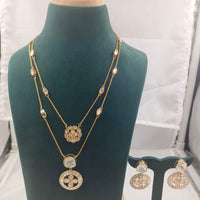 Chiccharm Jewellery Premium Polki Kundan Necklace with Earrings Set