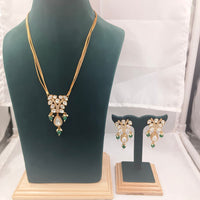 Chiccharm Jewellery Premium Polki Kundan And Beads Necklace with Earrings Set