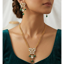 Chiccharm Jewellery Premium Polki Kundan And Beads Necklace with Earrings Set