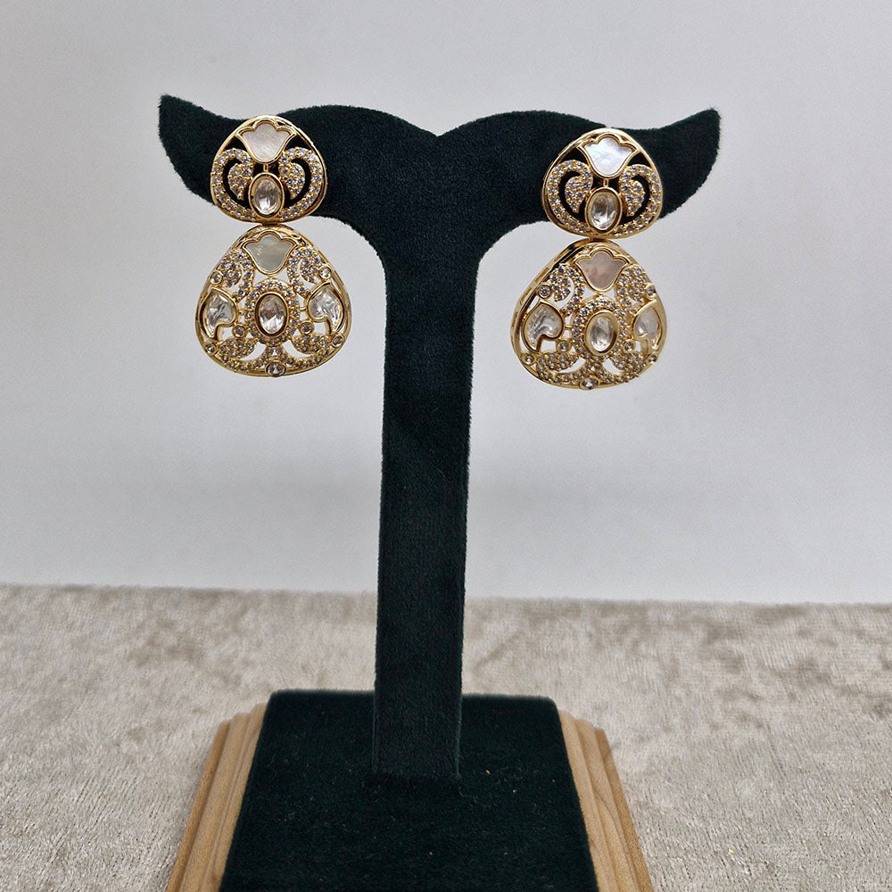 Chiccharm Jewellery Classic Polki Kundan Stone Hanging Earrings