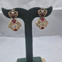 Chiccharm Jewellery Classic Polki Kundan Stone Hanging Earrings