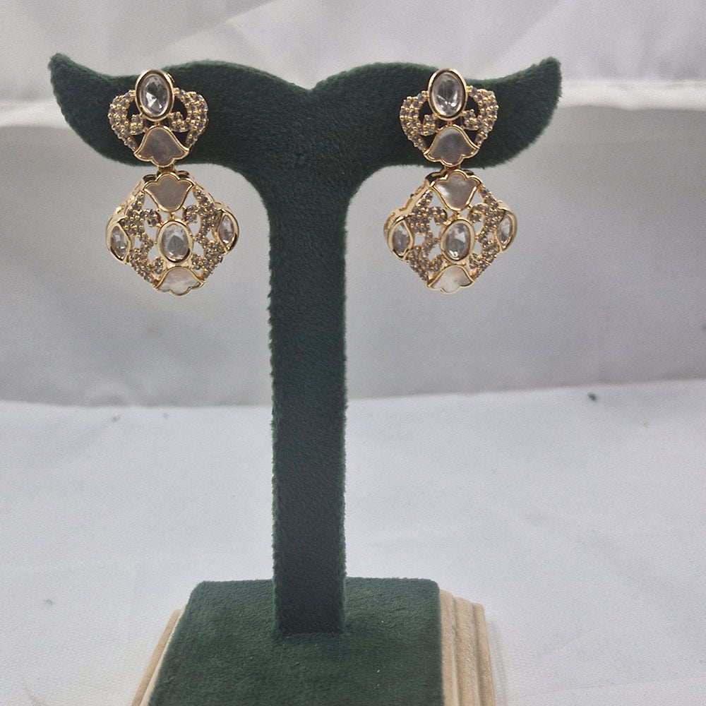 Chiccharm Jewellery Classic Polki Kundan Stone Hanging Earrings