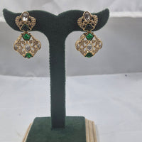 Chiccharm Jewellery Classic Polki Kundan Stone Hanging Earrings