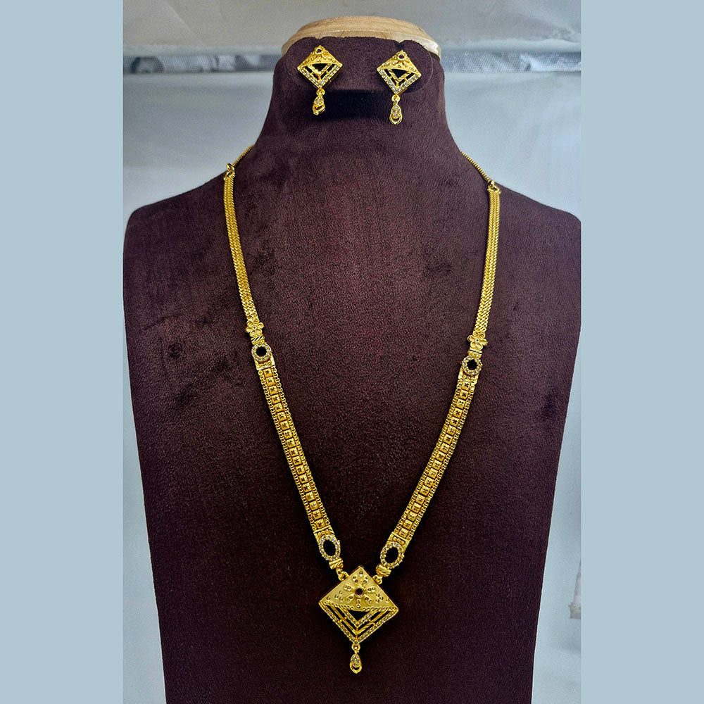 Chiccharm Jewellery Brass And Copper Rajwadi Long Necklace Set