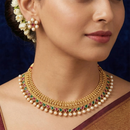 Chiccharm Jewellery Pota Stone And Pearl Brass And Copper Rajwadi Necklace Set