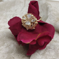 ChicCharm Jewellery Brass And Copper Mother Pearl American Diamond Ring
