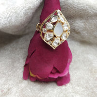 ChicCharm Jewellery Brass And Copper Mother Pearl American Diamond Ring