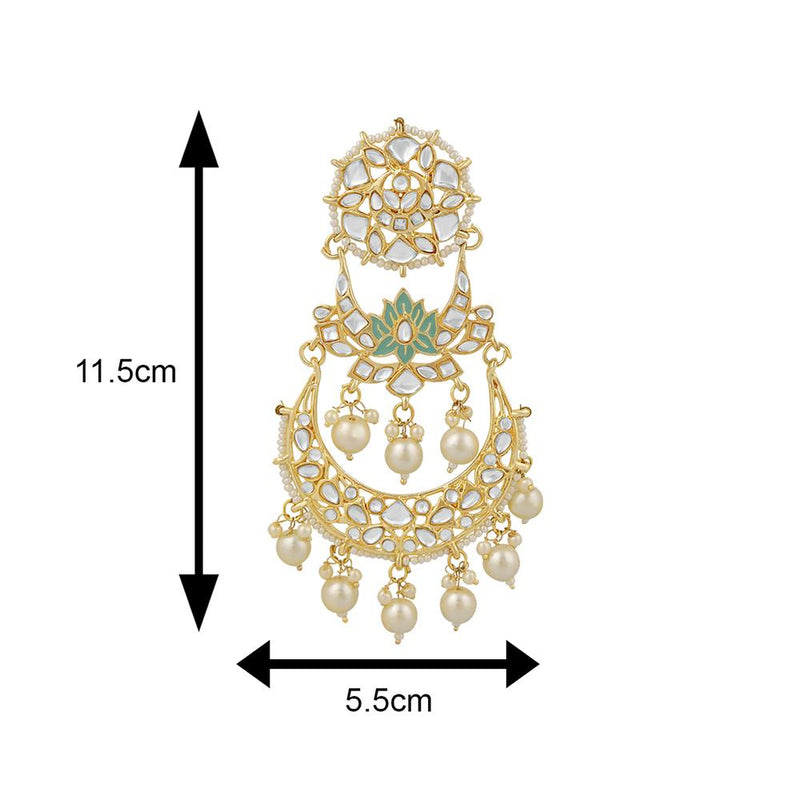 Darshana Jewels  Ethnic Gold Plated White Kundan Chandbali Dangler Earring For Women VECJ100209 (Copy)