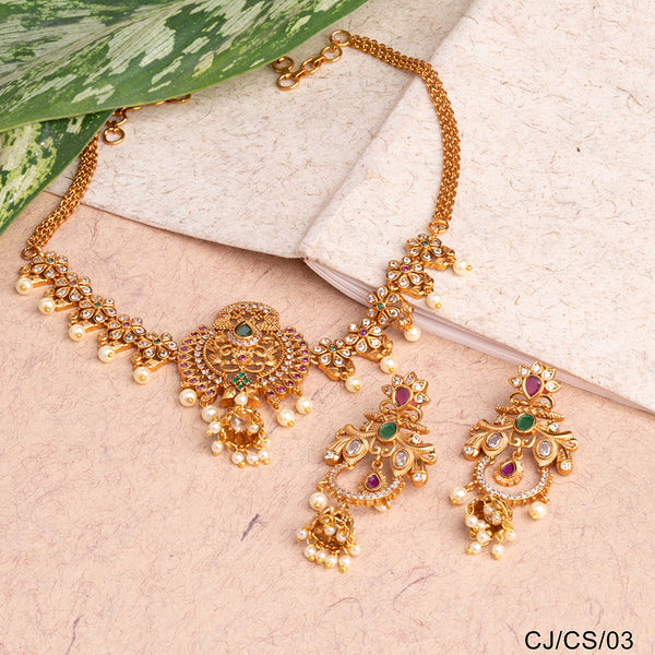 Chiccharm Jewellery Brass and Copper Rajwadi Choker Set