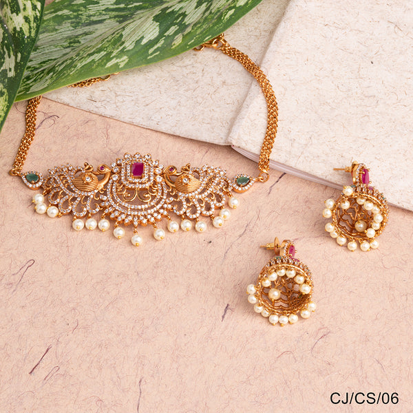 Chiccharm Jewellery Brass and Copper Rajwadi Choker Set