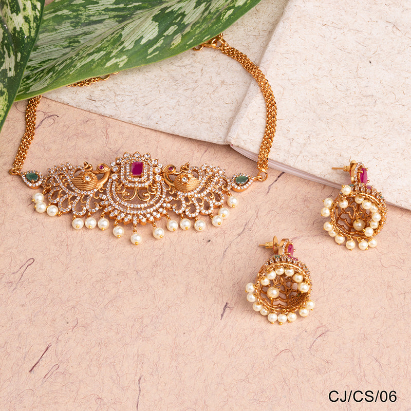 Chiccharm Jewellery Brass and Copper Rajwadi Choker Set