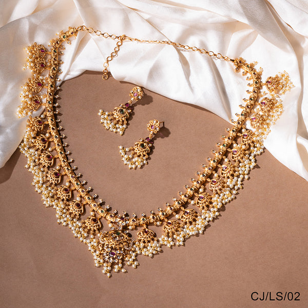 Chiccharm Jewellery Brass and Copper Rajwadi Necklace Set