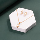 ChicCharm Jewellery Brass Gold Plated Mother Pearl Pendant Set