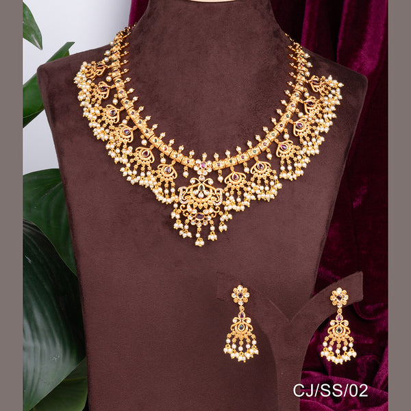 Chiccharm Jewellery Brass and Copper Rajwadi Temple Hasli Necklace Set