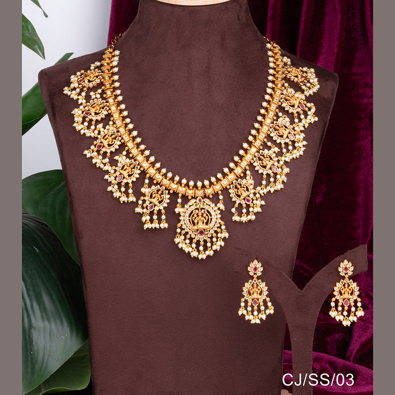 Chiccharm Jewellery Brass and Copper Rajwadi Temple Hasli Necklace Set