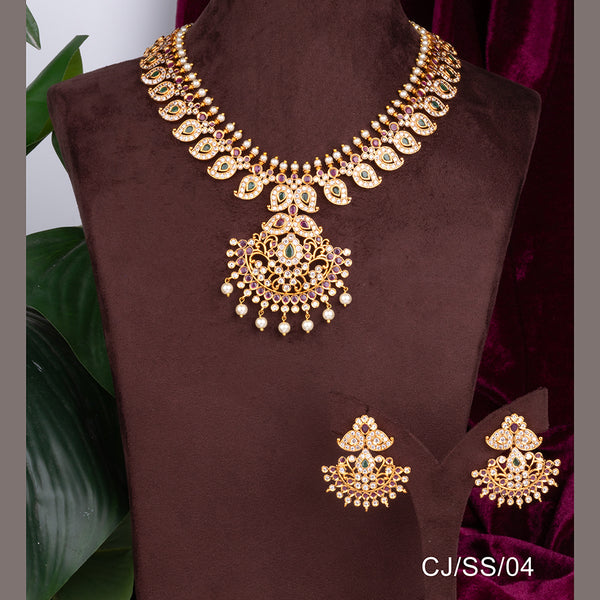 Chiccharm Jewellery Brass and Copper Rajwadi Temple Hasli Necklace Set