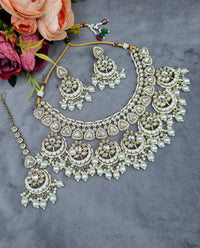 LAFZ  Royal Chandbali & Pearl Bridal Jewelry Set with Earrings & Maang Tikka - CK1694