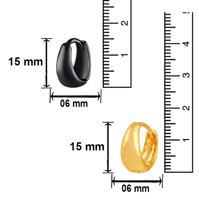 Mahi Combo of Black and Golden Bollywood Styled Piercing Kaju Bali / Hoop Mens Earrings Pairs (CO1105628M)