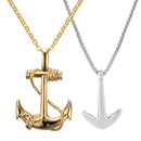 Mahi Combo of Gold & Rhodium Plated Unisex Ship Anchor Necklace Pendant with Box Chain (CO1105633M)