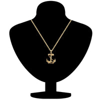 Mahi Combo of Gold & Rhodium Plated Unisex Ship Anchor Necklace Pendant with Box Chain (CO1105633M)