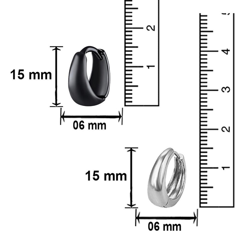 Mahi Combo of Black and Silver Bollywood Styled Piercing Kaju Bali / Hoop Mens Earrings Pairs (CO1105634M)