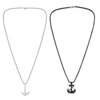 Mahi Combo of Black Gun Metal & Rhodium Plated Unisex Ship Anchor Necklace Pendant with Box Chain (CO1105638M)