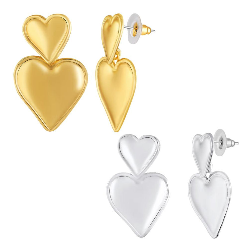 Mahi Combo of 2 Dual Heart Drop Earrings for Women (CO1105742M)