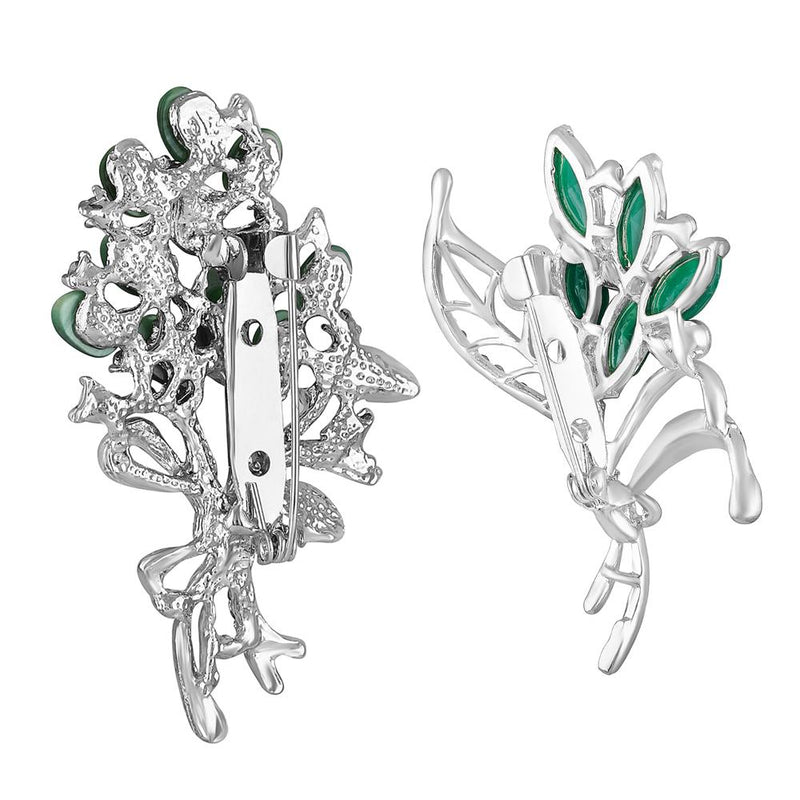 Mahi Combo of 2 Flower Shaped Crystal Studded Wedding Brooches / Lapel Pin for Women (CO1105753R)