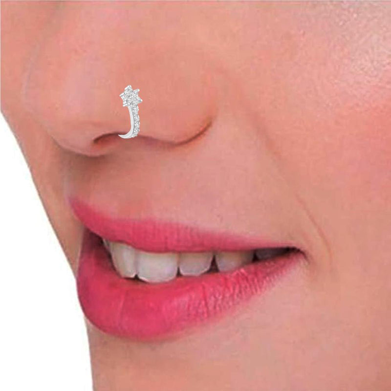 Mahi Combo of Simple and Elegant Non Piercing Nose Ring with Cubic Zirconia Stones for Women (CO1105755R)