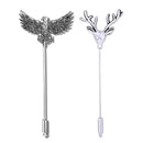 Mahi Regal Wildlife Eagle-&-Deer-Face Theme Lapel Pin / Brooch Set for Men (CO1105863R)