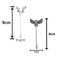 Mahi Regal Wildlife Eagle-&-Deer-Face Theme Lapel Pin / Brooch Set for Men (CO1105863R)