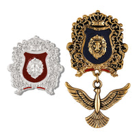 Mahi Regal Lion-Crown-Theme Shield Dangle Bird-Shaped Lapel Pin Brooch for Men Enamel Crest Statement Badge for Blazer, Suit & Coat (CO1105864M)