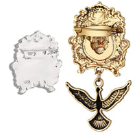 Mahi Regal Lion-Crown-Theme Shield Dangle Bird-Shaped Lapel Pin Brooch for Men Enamel Crest Statement Badge for Blazer, Suit & Coat (CO1105864M)