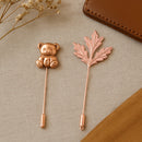 Mahi Combo of Rose Gold Plated Teddy Bear & Leaf Stick Lapel Pin Wedding Brooch Set for Men (CO1105865Z)