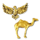Mahi Comb of Gold-Tone Eagle-Camel-Themed Designer Lapel Pin Brooch for Men | Antique Finish Statement Badge (CO1105867G)