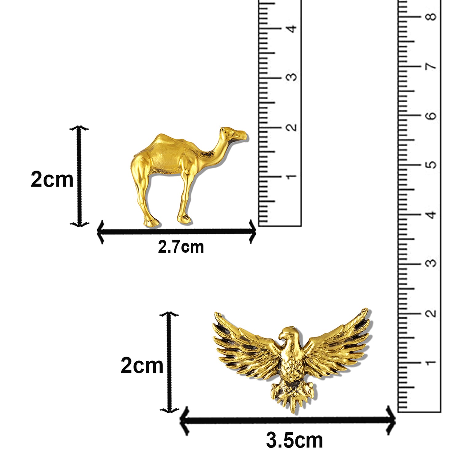 Mahi Comb of Gold-Tone Eagle-Camel-Themed Designer Lapel Pin Brooch for Men | Antique Finish Statement Badge (CO1105867G)