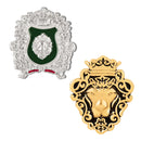 Mahi Combo of 2 Royal Crest Lion-Head-Shaped Vintage Crown Emblem Meena Enamel Designer Lapel Pin Brooch Pin for Men (CO1105868M)