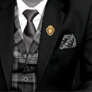 Mahi Combo of 2 Royal Crest Lion-Head-Shaped Vintage Crown Emblem Meena Enamel Designer Lapel Pin Brooch Pin for Men (CO1105868M)