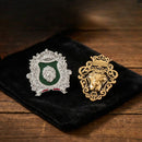 Mahi Combo of 2 Royal Crest Lion-Head-Shaped Vintage Crown Emblem Meena Enamel Designer Lapel Pin Brooch Pin for Men (CO1105868M)