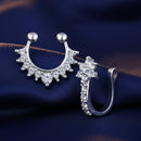 Mahi Adjustable Non-Piercing Nose Rings Set | Silver-Tone Clip-On Nose Hoop & Sparkling Crystals Flower and Septum Nose Cuff (CO1105869R)