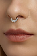 Mahi Adjustable Non-Piercing Combo of Septum Nose Ring | Clip-On Faux Nose Ring with Sparkling Crystals | Gold & Silver Finish (CO1105870M)