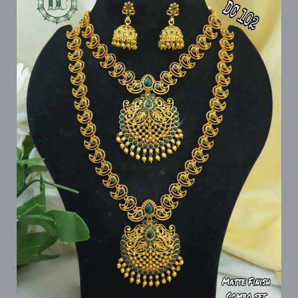 Diksha Collection Gold Plated Double Necklace Set