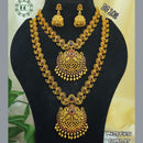 Diksha Collection Gold Plated Double Necklace Set