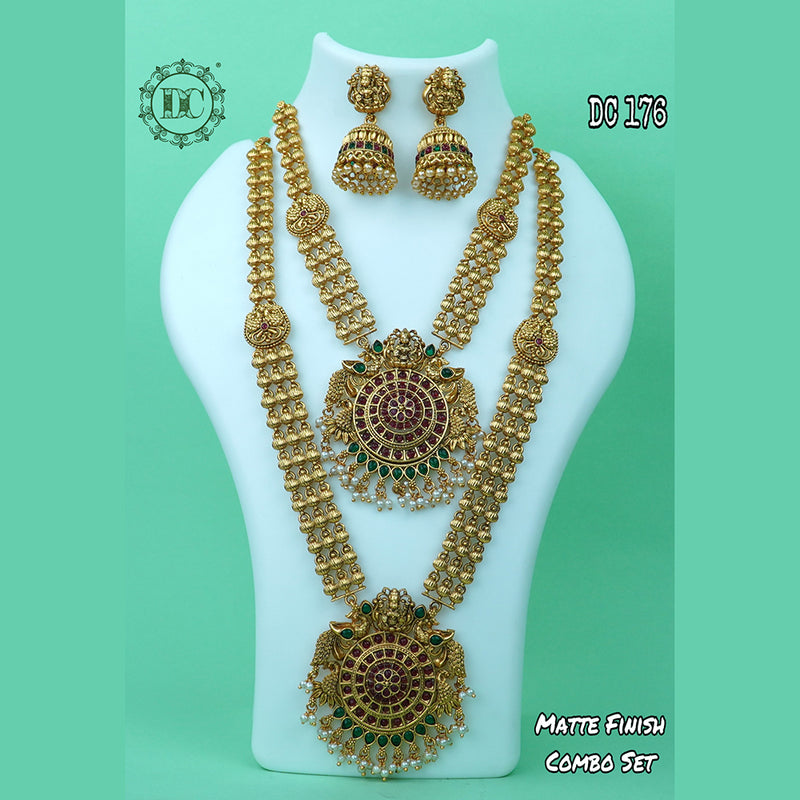 Diksha Collection Gold Plated Double Necklace Set