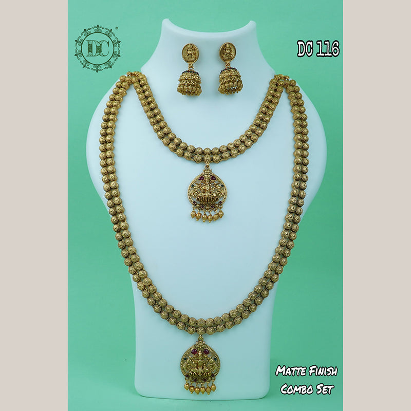 Diksha Collection Gold Plated Double Necklace Set